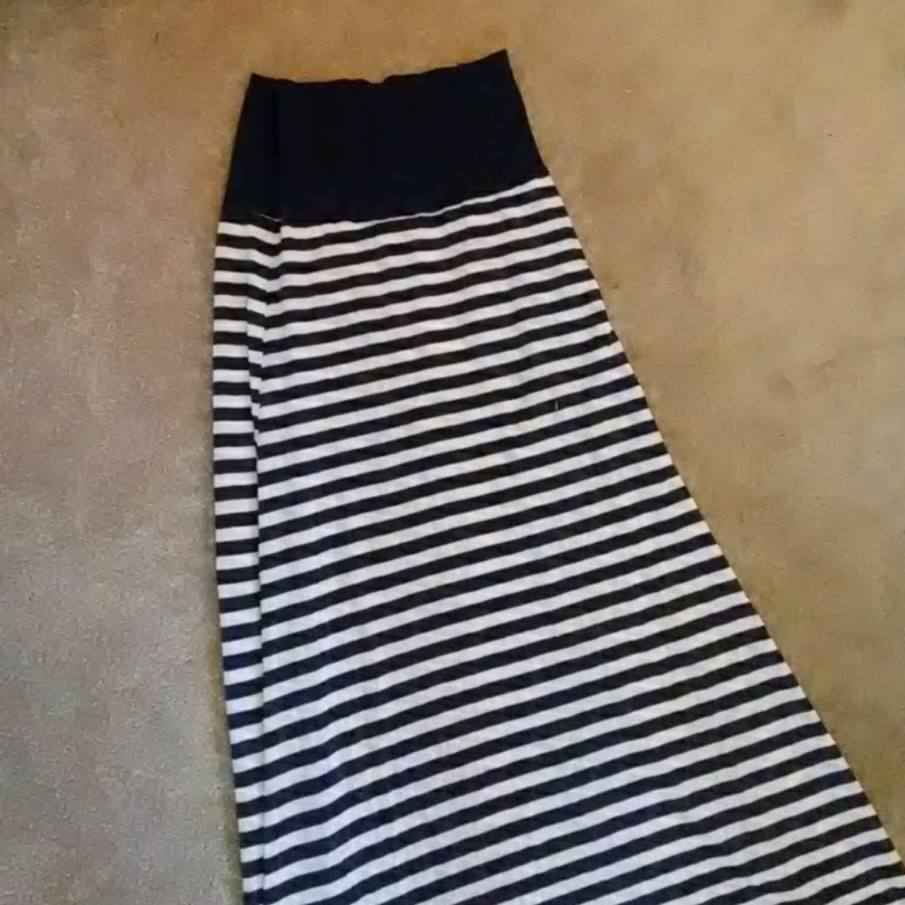 Dark Blue and White Striped Maxi Shirt